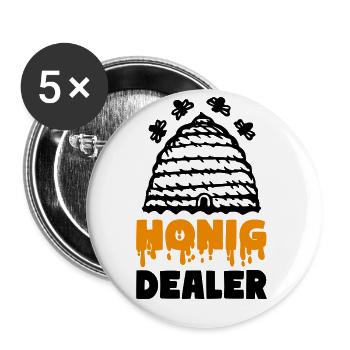 Honig Dealer Imker Bienenflüsterer - Buttons groß 56 mm (5er Pack) - Weiß - Vorne