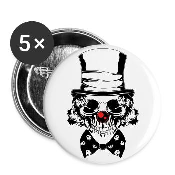 Creepy Clown Skull Head Trick or Treat Halloween - Buttons large 2.2''/56 mm (5-pack) - white - Front