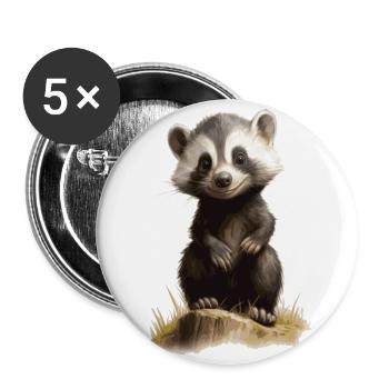 cute naughty badger - Buttons large 2.2''/56 mm (5-pack) - white - Front