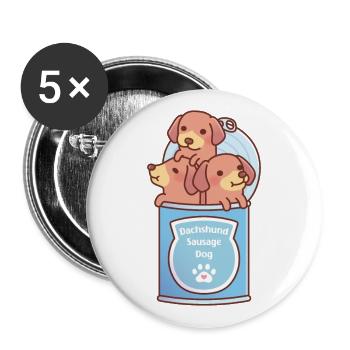 Drôle De Chiens Saucisses Teckel Dans Une Boîte Doodle - Lot de 5 grands badges (56 mm) - blanc - Devant