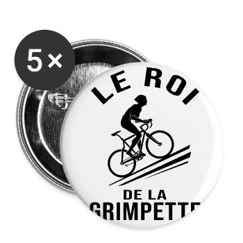 vélo le roi de la grimpette humour velo homme - Lot de 5 grands badges (56 mm) - blanc - Devant
