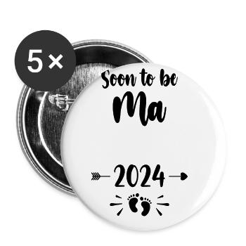 Ma wird bald Mutter 2024 Mutter schwanger Kinder Mutter - Buttons groß 56 mm (5er Pack) - Weiß - Vorne