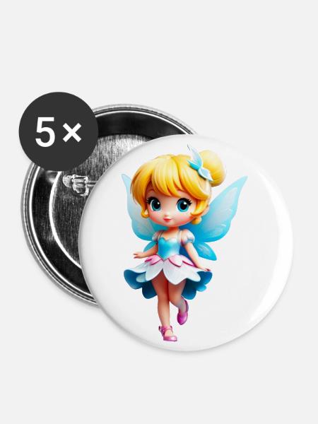 Kleine Fee 1 - Buttons groß 56 mm (5er Pack) - Weiß