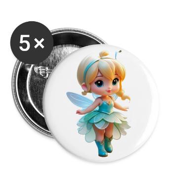 Little Fairy 3 - Buttons large 2.2''/56 mm (5-pack) - white - Front