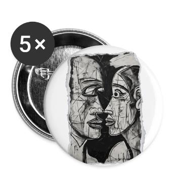 Abstract couple in black and white art - Buttons large 2.2''/56 mm (5-pack) - white - Front