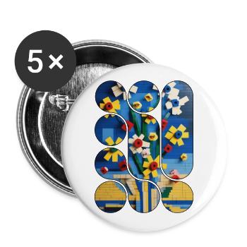 60X90 CM EINGELEGTES MUSTER ART 60 x 90 cm 6 - Buttons groß 56 mm (5er Pack) - Weiß - Vorne