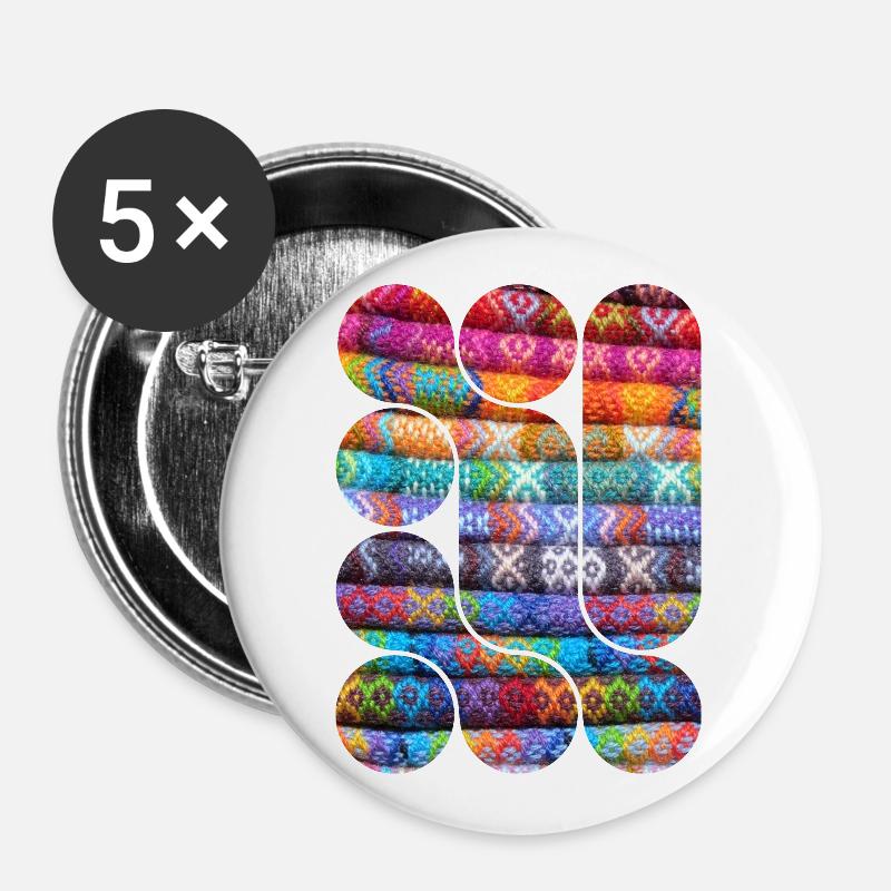 Bright Knitted Patchwork - Buttons large 2.2''/56 mm (5-pack) - white