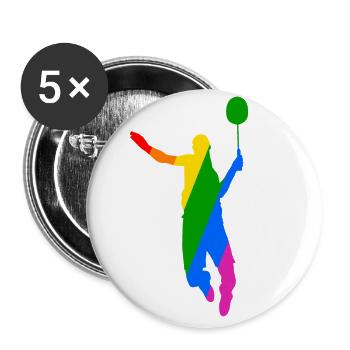 Rainbow Badminton Tennis Design - Buttons large 2.2''/56 mm (5-pack) - white - Front