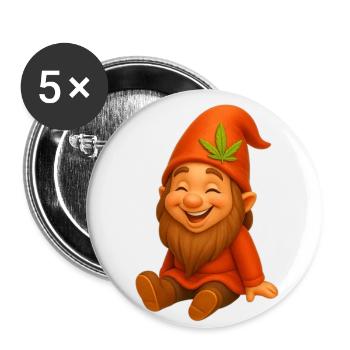 Knuffiger Zwerg goldig lachend - Buttons groß 56 mm (5er Pack) - Weiß - Vorne