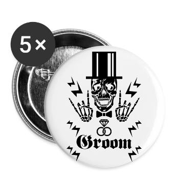 68 Skull Groom Cylinder Game Over JGA Party Team - Buttons groß 56 mm (5er Pack) - Weiß - Vorne