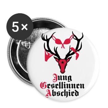 166 Hirsch Junggesellinnenabschied JGA Frauen - Buttons groß 56 mm (5er Pack) - Weiß - Vorne