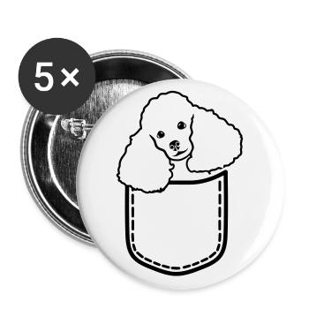 Poodle - Buttons large 2.2''/56 mm (5-pack) - white - Front