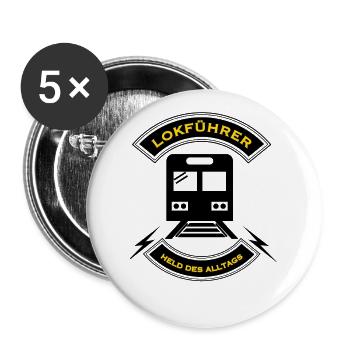 Lokführer Eisenbahn Zug Geschenk Geschenkidee - Buttons groß 56 mm (5er Pack) - Weiß - Vorne