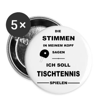Tischtennis Tischtennisschläger Tischtennisspieler - Buttons groß 56 mm (5er Pack) - Weiß - Vorne