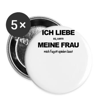 Fagott Orchester Musiker Instrument Fagottist Band - Buttons groß 56 mm (5er Pack) - Weiß - Vorne