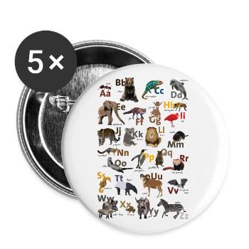 ABC poster englisch - Buttons groß 56 mm (5er Pack) - Weiß - Vorne