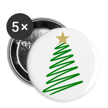 Christbaum Weihnachten Tanne - Buttons groß 56 mm (5er Pack) - Weiß - Vorne