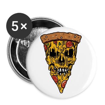 Cheesy Pizza skull - Buttons groß 56 mm (5er Pack) - Weiß - Vorne