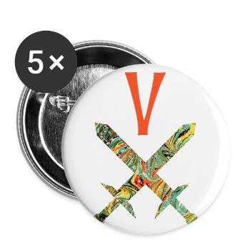 gekreuzte schwerter e 200 v - Buttons groß 56 mm (5er Pack) - Weiß - Vorne