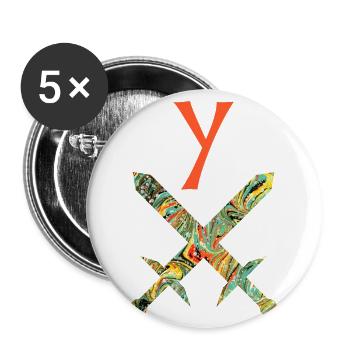 gekreuzte schwerter e 200 y - Buttons groß 56 mm (5er Pack) - Weiß - Vorne