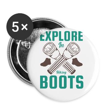 Hiking Mountaineering Mountains Forests Nature - Buttons large 2.2''/56 mm (5-pack) - white - Front