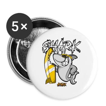 Shark Cartoon cool street - Buttons groß 56 mm (5er Pack) - Weiß - Vorne