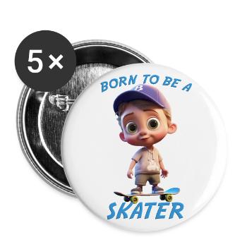Born To Be A Skater (Boy) - Buttons large 2.2''/56 mm (5-pack) - white - Front