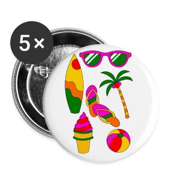 Summer Retro Summer Holiday like ice in the sunshine - Buttons large 2.2''/56 mm (5-pack) - white - Front