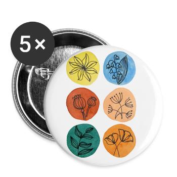 colorful flowers mother's day gift florist flora - Buttons large 2.2''/56 mm (5-pack) - white - Front