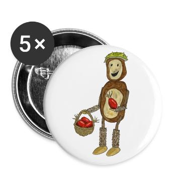 Chestnut Man Cute Autumn Rosehip Fun - Buttons large 2.2''/56 mm (5-pack) - white - Front
