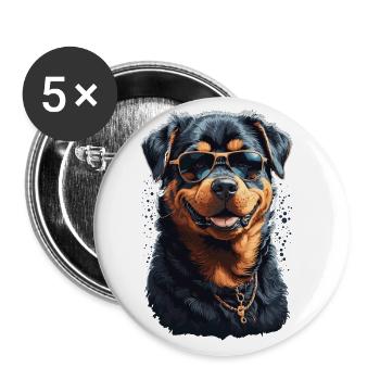 Aesthetically cool Rottweiler dog with sunglasses - Buttons large 2.2''/56 mm (5-pack) - white - Front