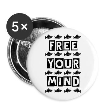FREE YOUR MIND - Buttons groß 56 mm (5er Pack) - Weiß - Vorne