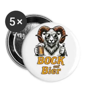 Bock auf Bier! - Buttons groß 56 mm (5er Pack) - Weiß - Vorne