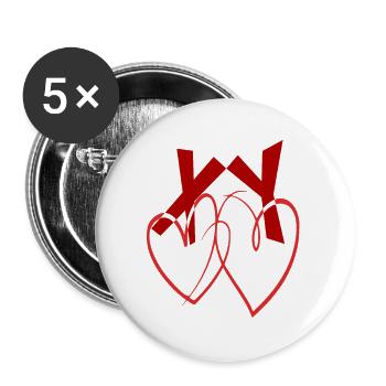 Valentine's Day Red Hearts X-Woman Y-Man - Buttons large 2.2''/56 mm (5-pack) - white - Front