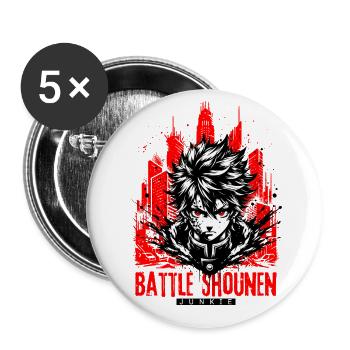 Anime Manga // Battle Shounen Junkie // AS006 - Buttons groß 56 mm (5er Pack) - Weiß - Vorne