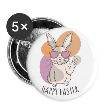 Happy Easter - Easter Bunny - Easter Egg - Gift - Buttons large 2.2''/56 mm (5-pack) - white - Front