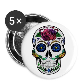 Kosmischer Schädel - Buttons groß 56 mm (5er Pack) - Weiß - Vorne