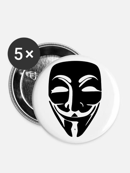 Anonymus - Buttons groß 56 mm (5er Pack) - Weiß