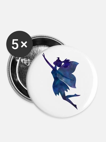 Fairy Galaxy Silhouette - Buttons groß 56 mm (5er Pack) - Weiß