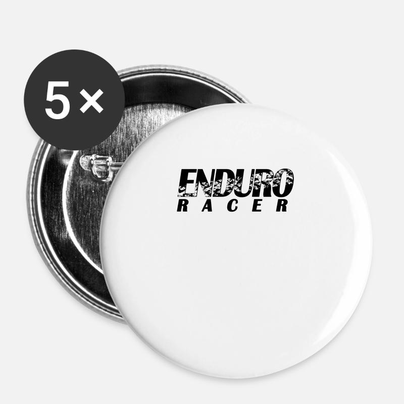 Enduro Racer - Racing - Biker - Motorcycle - Buttons large 2.2''/56 mm (5-pack) - white