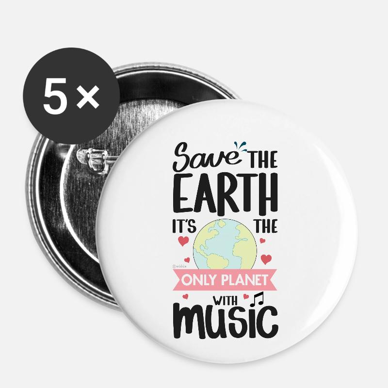 Save the Earth - Buttons large 2.2''/56 mm (5-pack) - white
