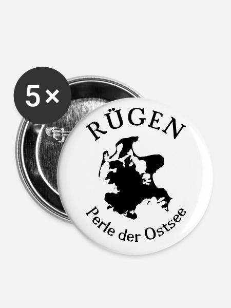 Rügen - Buttons groß 56 mm (5er Pack) - Weiß