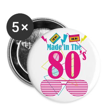 80's Made - Buttons groß 56 mm (5er Pack) - Weiß - Vorne