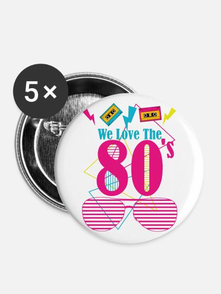 80's love - Buttons groß 56 mm (5er Pack) - Weiß