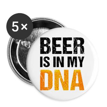 Beer is in my DNA Trinkspruch Bier - Buttons groß 56 mm (5er Pack) - Weiß - Vorne