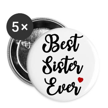 Best Sister Ever Heart Dear Sister - Buttons large 2.2''/56 mm (5-pack) - white - Front