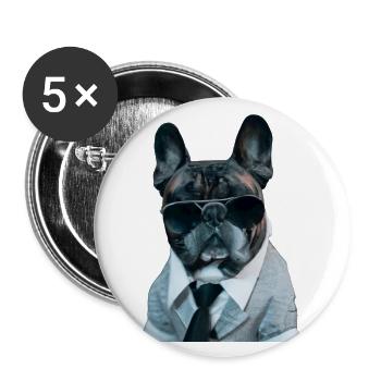 Mignon tyran de style mafia français bouledogue - Lot de 5 grands badges (56 mm) - blanc - Devant