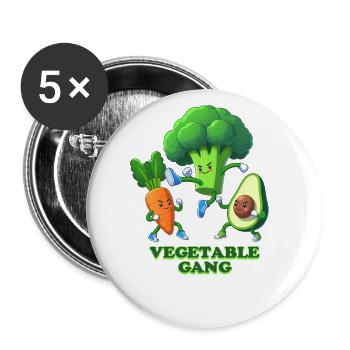 Vegetable Gang Vegan Drôle Graphique - Lot de 5 grands badges (56 mm) - blanc - Devant