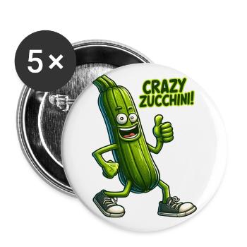 Crazy Veggies: Zucchini Thumbs Up - Buttons large 2.2''/56 mm (5-pack) - white - Front