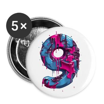 NON. 9 NUMÉRO 9 9 COOL 9E ANNIVERSAIRE - Lot de 5 grands badges (56 mm) - blanc - Devant
